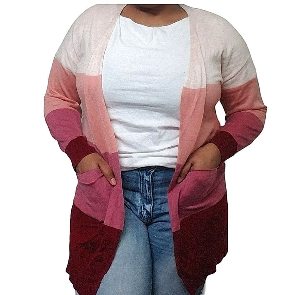 Bloomchic Colorblock contrast pocketed Cardigan